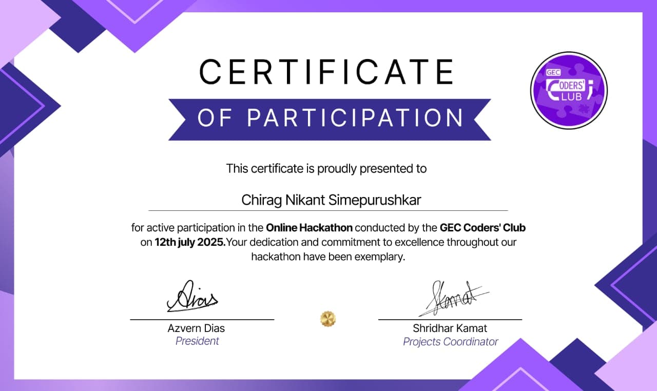 Participated in Online Hackathon