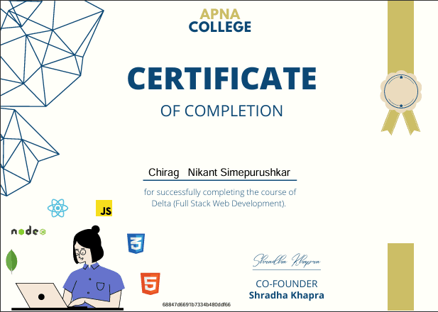 Completed Full-Stack Web Development Course